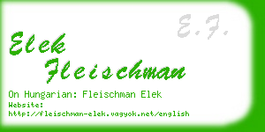 elek fleischman business card
